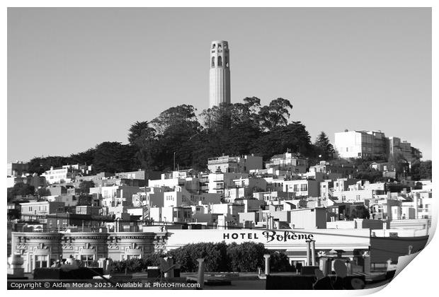 Colt Tower in San Francisco Cityscape  Print by Aidan Moran