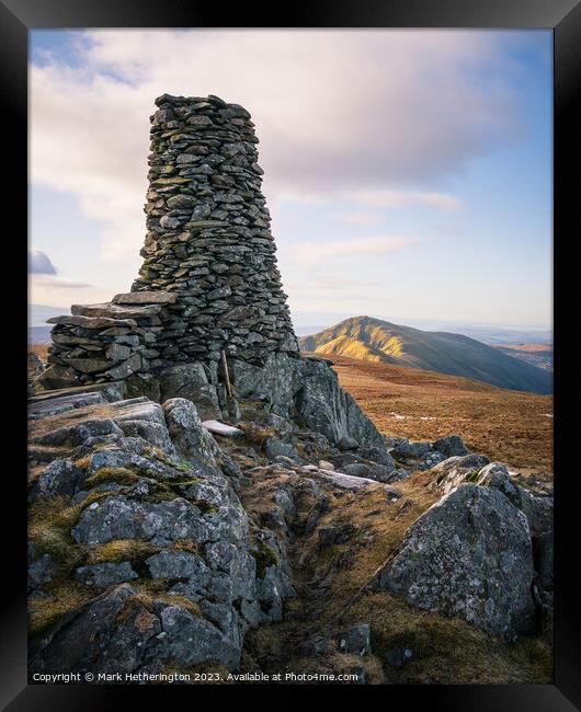 THornthwaite Crag Beacon Framed Print by Mark Hetherington