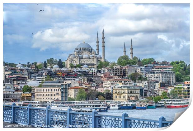 Bridge Blue Mosque Bosphorus Istanbul Turkey Print by William Perry