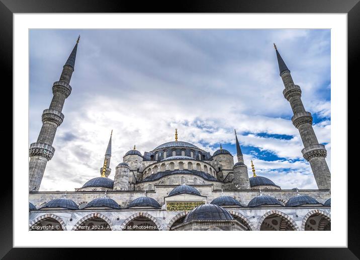 Blue Mosque Dome Minarets Istanbul Turkey Framed Mounted Print by William Perry