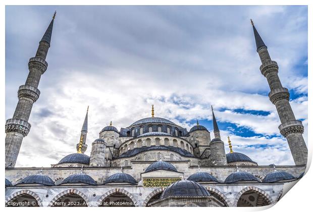 Blue Mosque Dome Minarets Istanbul Turkey Print by William Perry