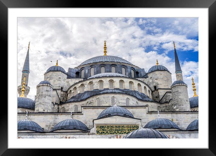 Blue Mosque Dome Minarets Istanbul Turkey Framed Mounted Print by William Perry