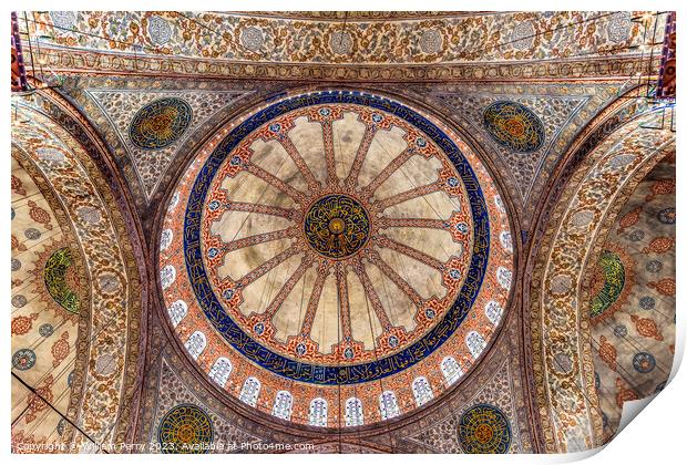 Blue Mosque Basilica Domes Istanbul Turkey Print by William Perry