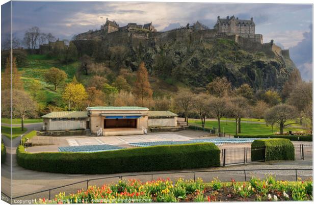 The Ross Bandstand and Edinburgh Castle Canvas Print by Kasia Design