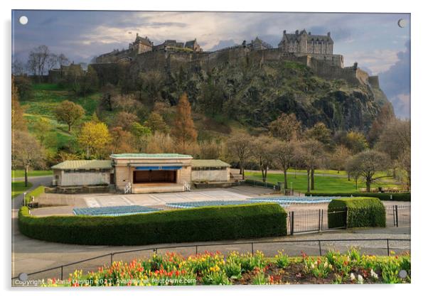 The Ross Bandstand and Edinburgh Castle Acrylic by Kasia Design