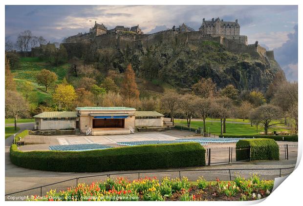 The Ross Bandstand and Edinburgh Castle Print by Kasia Design