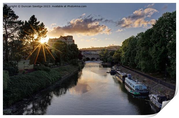 Sunset over the River Avon Bath Print by Duncan Savidge