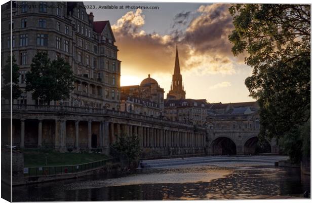 Sunset over Pulteney Bridge Bath Canvas Print by Duncan Savidge