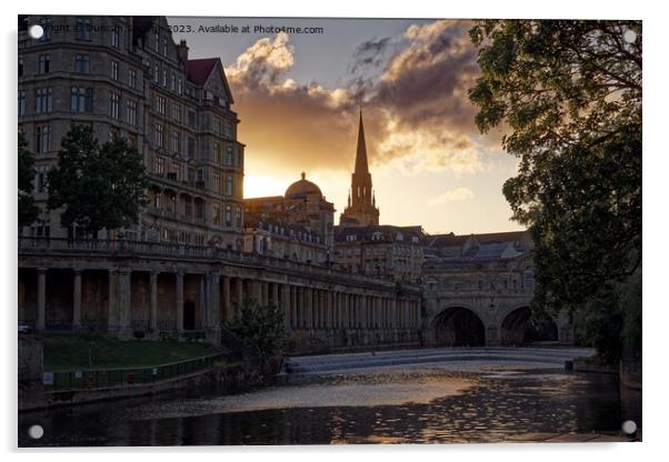 Sunset over Pulteney Bridge Bath Acrylic by Duncan Savidge