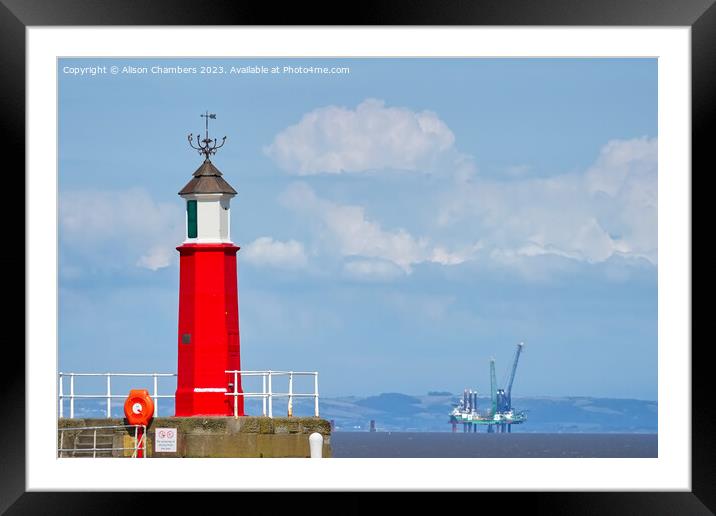 Watchet Lighthouse Somerset Framed Mounted Print by Alison Chambers