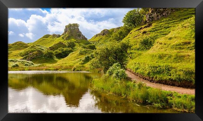 Pond, Path and Castle Ewen Framed Print by Darrell Evans