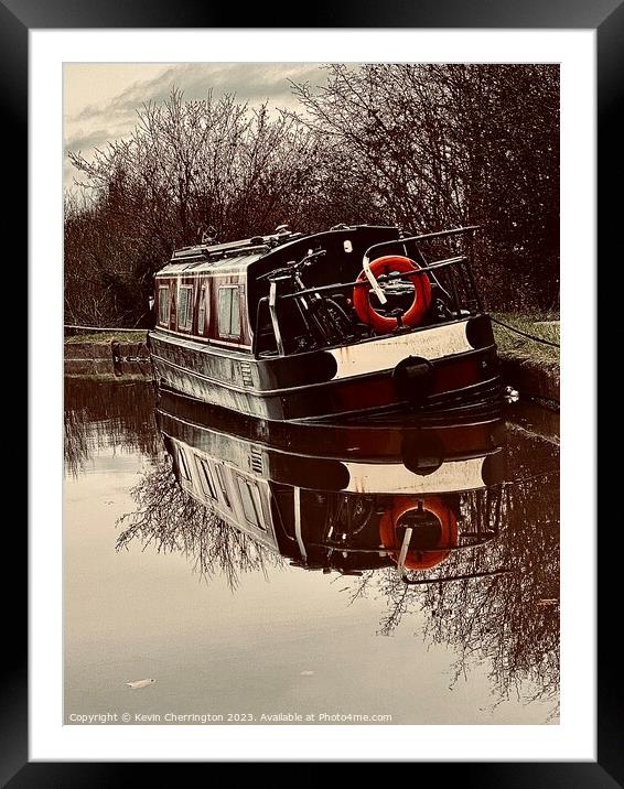 Narrow boat on the canal  Framed Mounted Print by Kevin Cherrington