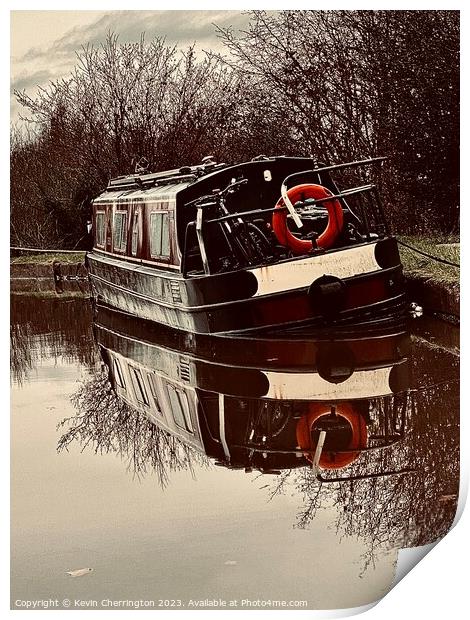 Narrow boat on the canal  Print by Kevin Cherrington