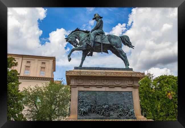 Carlo Alberto Equestrian Statue in Rome Framed Print by Artur Bogacki