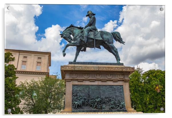 Carlo Alberto Equestrian Statue in Rome Acrylic by Artur Bogacki