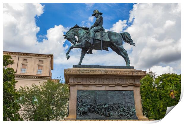 Carlo Alberto Equestrian Statue in Rome Print by Artur Bogacki