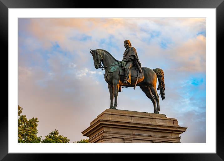Giuseppe Garibaldi Statue At Sunset In Rome Framed Mounted Print by Artur Bogacki