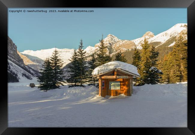 Snowy Serenity: Lake Louise and the Majestic Mountains Framed Print by rawshutterbug 