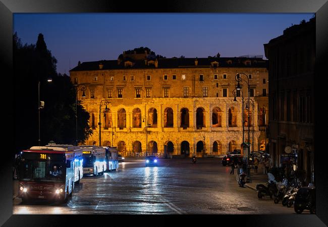 Theatre of Marcellus at Night in Rome Framed Print by Artur Bogacki