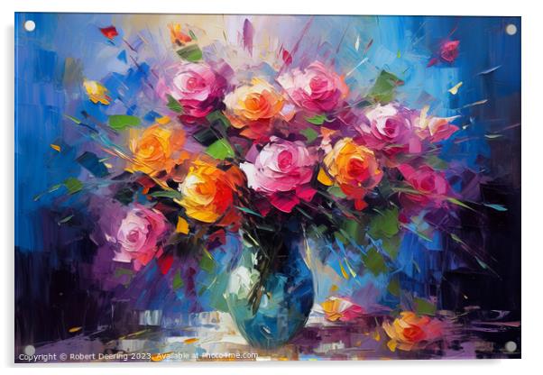 Vibrant Rose Medley Acrylic by Robert Deering