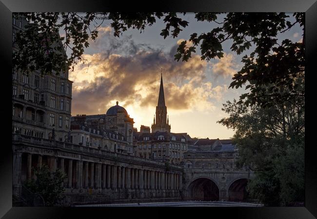 St Michaels Church standing proud above Pulteney Bridge Framed Print by Duncan Savidge