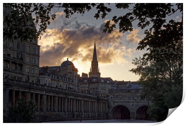 St Michaels Church standing proud above Pulteney Bridge Print by Duncan Savidge