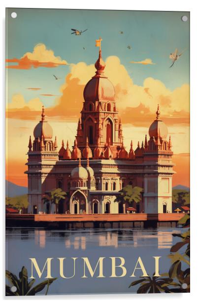Mumbai 1950s Travel Poster Acrylic by Picture Wizard