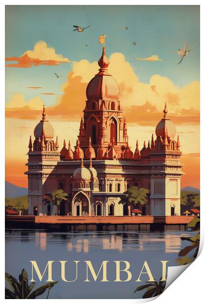 Mumbai 1950s Travel Poster Print by Picture Wizard