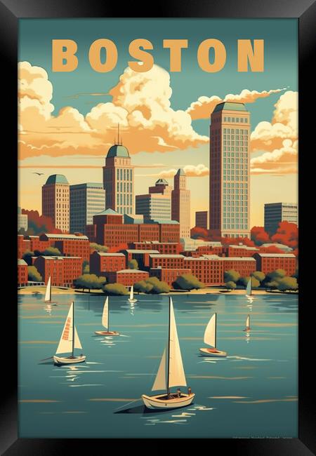 Boston 1950s Travel Poster Framed Print by Picture Wizard