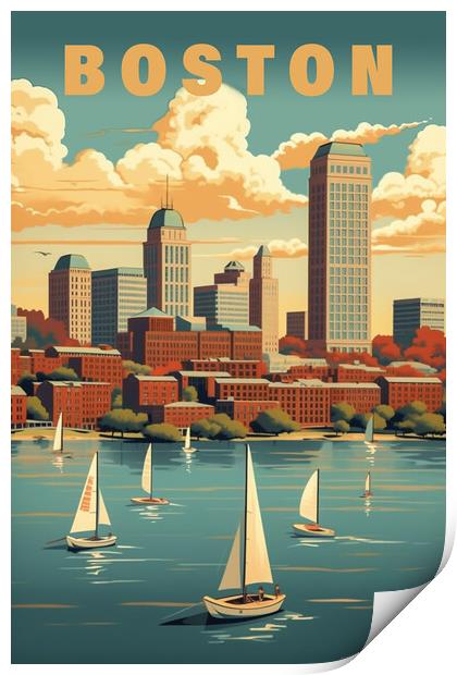 Boston 1950s Travel Poster Print by Picture Wizard