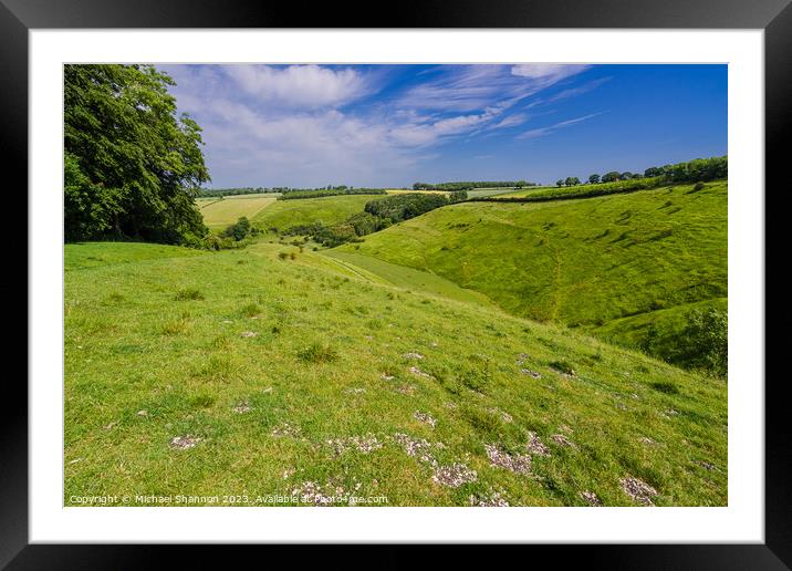 Painsthorpe Dale in the Yorkshire Wolds Framed Mounted Print by Michael Shannon