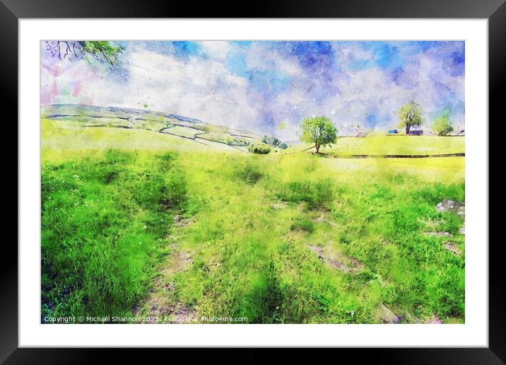 Swaledale scenery near Keld, Yorkshire Dales Natio Framed Mounted Print by Michael Shannon