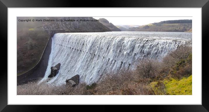 Caban Coch dam in full flow Framed Mounted Print by Mark Chesters