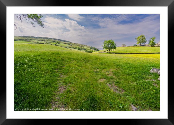 Swaledale scenery near Keld, Yorkshire Dales Natio Framed Mounted Print by Michael Shannon