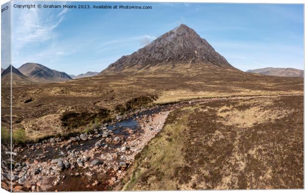 Buachaille Etive Mor and River Coupall Canvas Print by Graham Moore