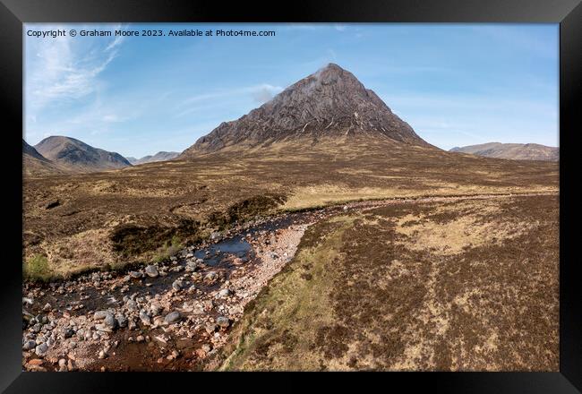 Buachaille Etive Mor and River Coupall Framed Print by Graham Moore