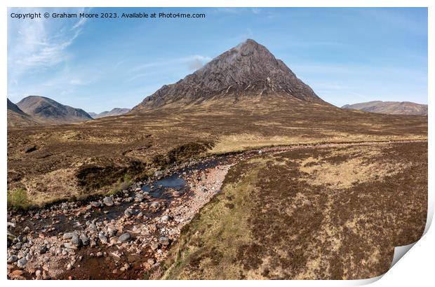 Buachaille Etive Mor and River Coupall Print by Graham Moore