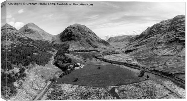 Glen Etive looking north monochrome Canvas Print by Graham Moore