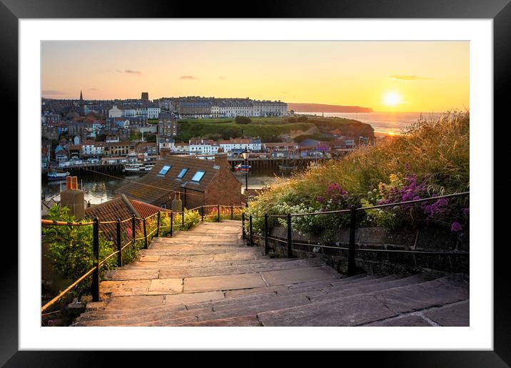 Whitby sunset Framed Mounted Print by Kevin Elias