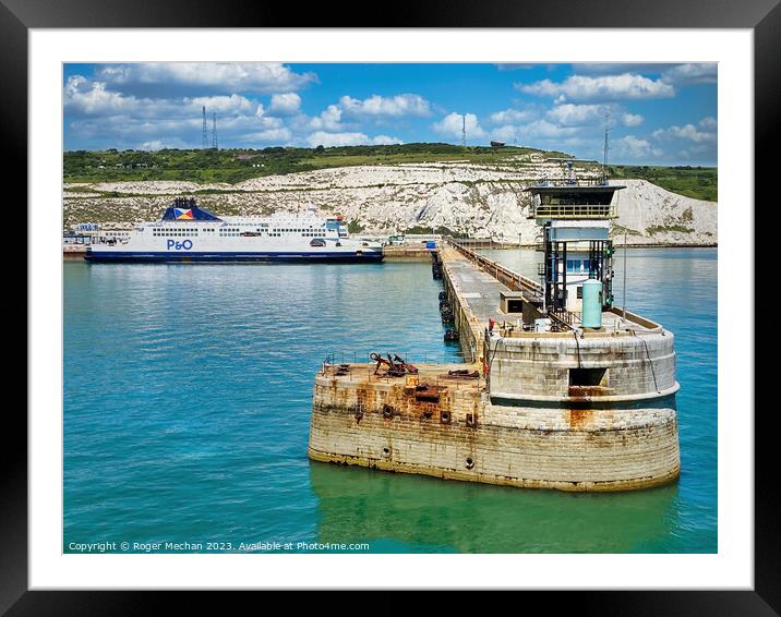 Dover Port and ferry Framed Mounted Print by Roger Mechan