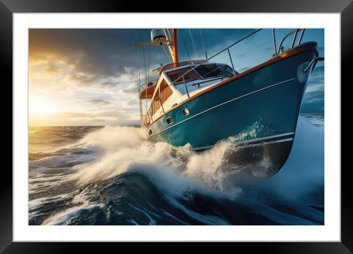 Yacht in the sea Framed Mounted Print by Massimiliano Leban