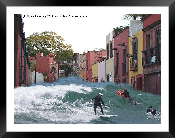 surfing quebrada Framed Mounted Print by john kolenberg