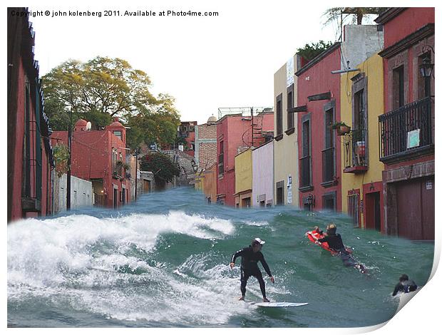 surfing quebrada Print by john kolenberg