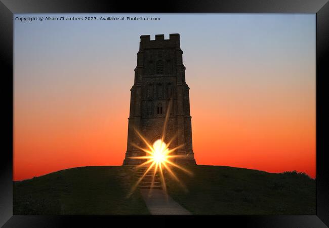 Glastonbury Tor Sunrise Framed Print by Alison Chambers