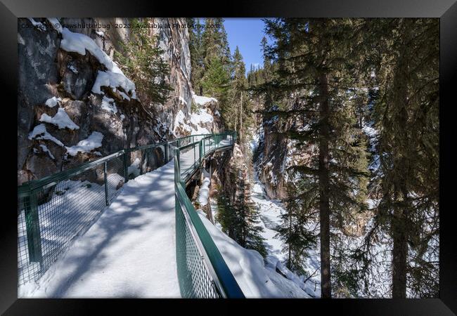 Winter's Frozen Beauty Path to Johnson Creek Upper Framed Print by rawshutterbug 