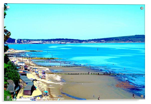 "Ethereal Tranquility: A Glimpse of Sandown Bay" Acrylic by john hill