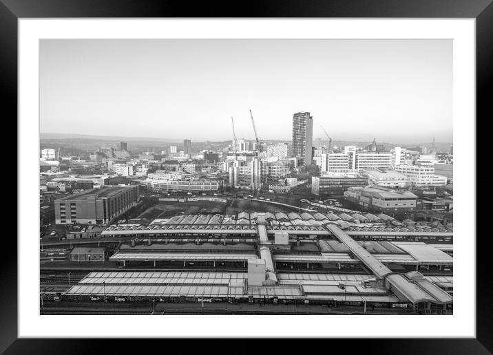 Sheffield Skyline Black and White Framed Mounted Print by Apollo Aerial Photography