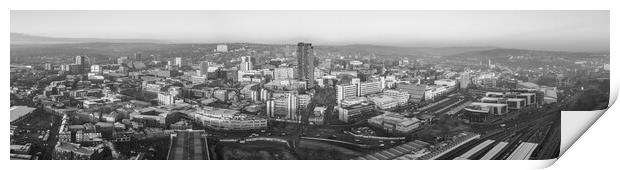 Sheffield Skyline Black and White Print by Apollo Aerial Photography