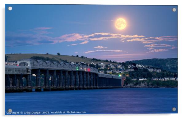 Buck Moon over the Tay Bridge  Acrylic by Craig Doogan
