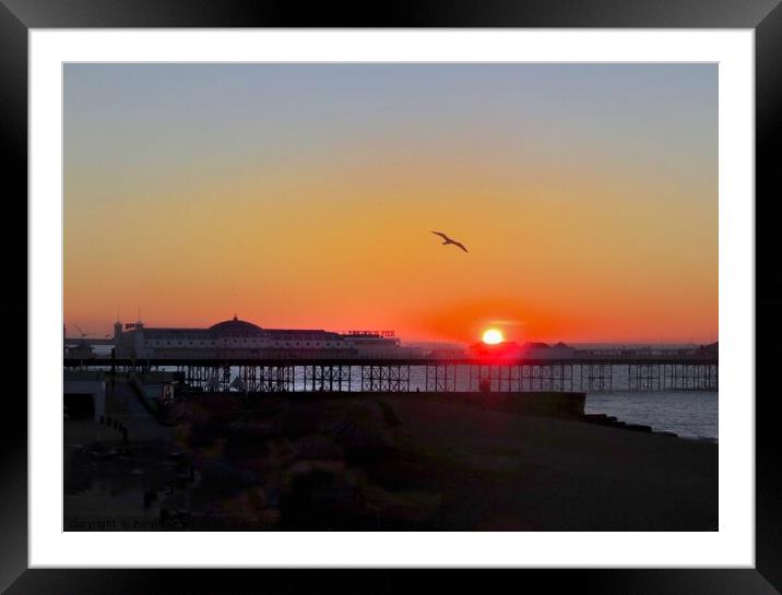 Sunrise over Palace Pier Brighton  Framed Mounted Print by Beryl Curran